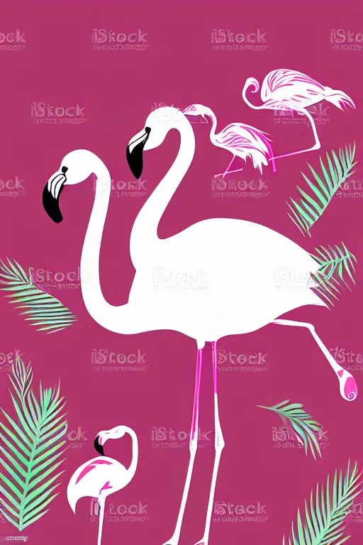 Image similar to minimalist boho style art of a colorful flamingo, illustration, vector art