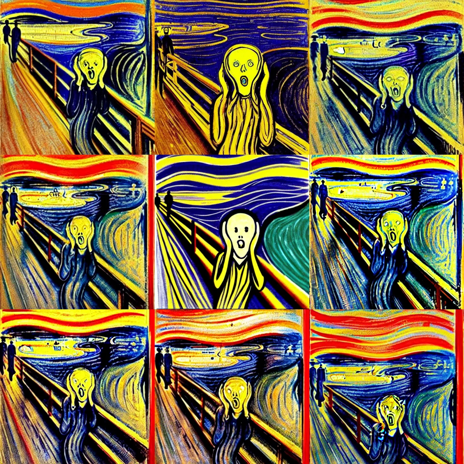 Prompt: painting of edvard munch's the scream in the style of van gogh