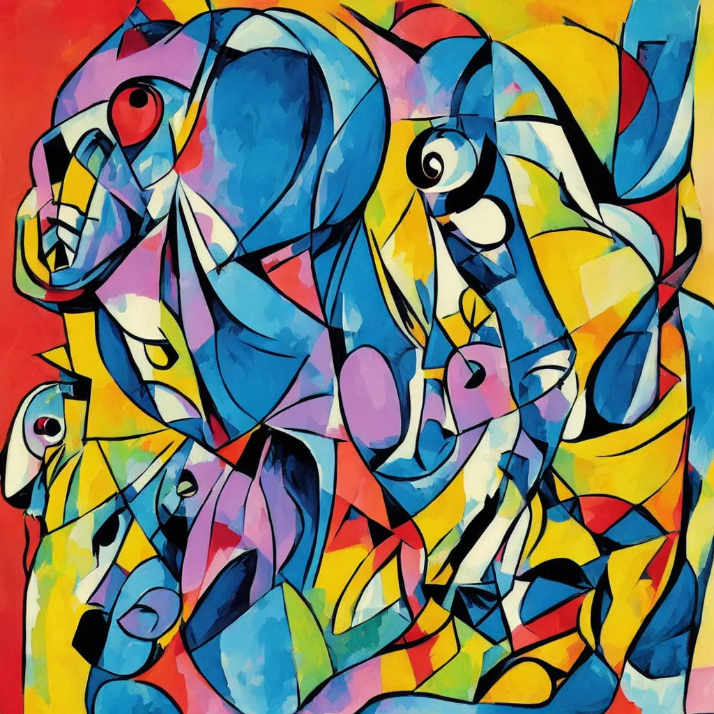 Prompt: cubist style vector elephant art