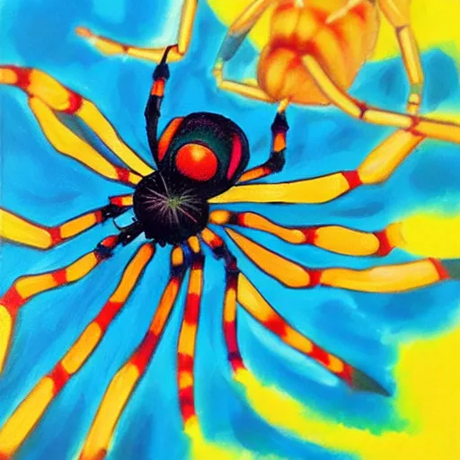 Prompt: a painting of stylized spider, made of multicolored crystals, fantasy art, trending on deviant art