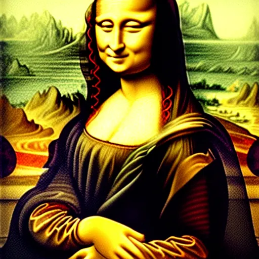 Image similar to mona lisa texting