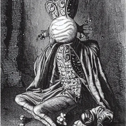 Prompt: a 1 3 th century, enigmatic, melancholic, jim carrey as a jester ( look like ( ( jim carrey ) ), is ( ( juggling balls ) ). light dust, magnificent, hyperdetailed, theatrical, painted by gustave dore