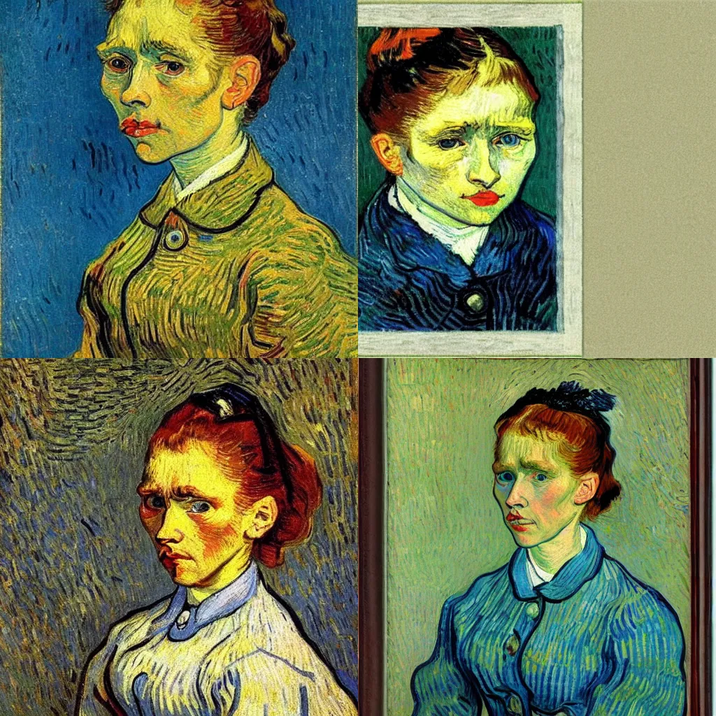 Prompt: portrait of girl by Van Gogh