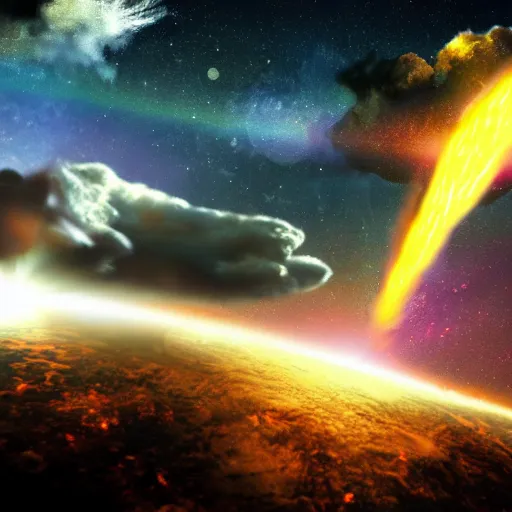 Image similar to meteor hitting earth shock wave high quality image realistic