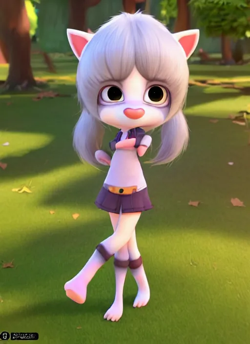 Image similar to female furry mini cute style, character adoptable, highly detailed, rendered, ray - tracing, cgi animated, 3 d demo reel avatar, style of maple story and zootopia, maple story mouse girl, grey mouse, soft shade, soft lighting