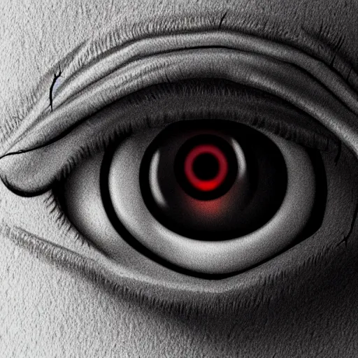 Image similar to a close up image of an eye of the watcher, eerie, black color scheme, horror, highly detailed, artstation, cgsociety