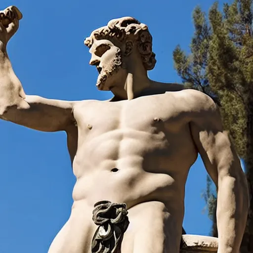 Prompt: Greek statue depicting gigachad