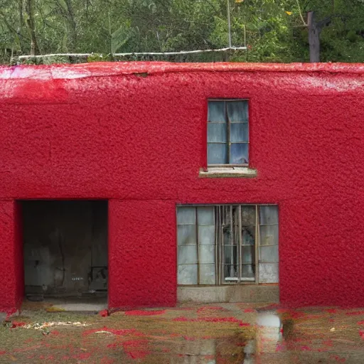 Image similar to house made of wet red flesh