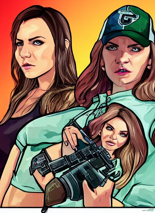 Prompt: illustration gta 5 artwork of christina haack, in the style of gta 5 loading screen, by stephen bliss