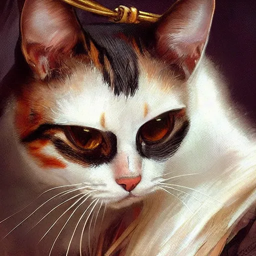 Image similar to Portrait of a Cat as a Pirate, photo, highly detailed oil painting, photorealistic, highly detailed, digital painting, artstation, concept art, smooth, sharp focus, illustration, art by artgerm and greg rutkowski and alphonse mucha