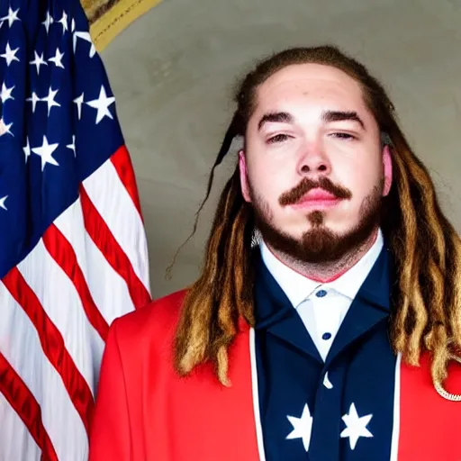 Image similar to Post Malone is officially elected president of the United States, White House photographer