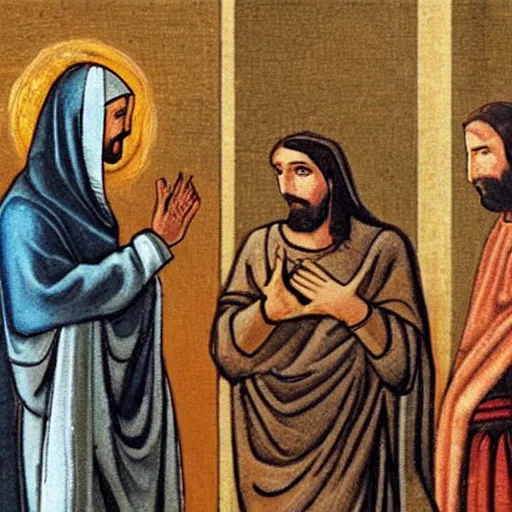 Image similar to mirtha legrand talking with jesus in jerusalem in the first century