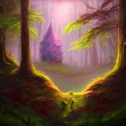 Image similar to ! dream a room intersecting with a forest, whimsical fantasy landscape art, sharp focus. trending on artstation