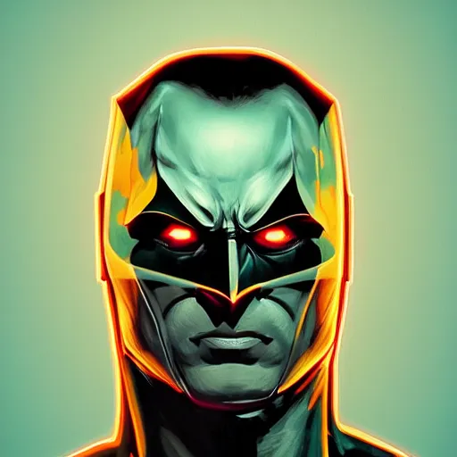 Image similar to portrait glow in the dark batman, intricate, photo real, elegant, highly detailed, centered, grungy, digital painting, artstation, concept art, smooth, sharp focus