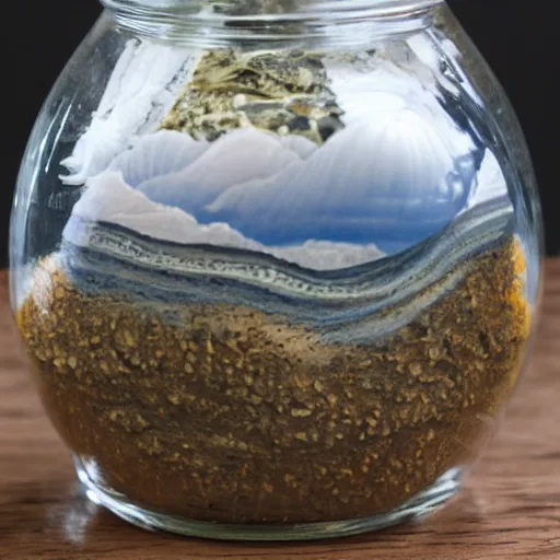 Prompt: a tsunami in a jar