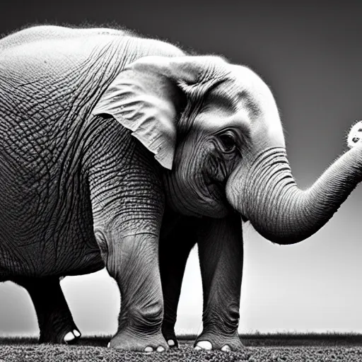 Image similar to tardigrade elephant hybrid, black and white photo