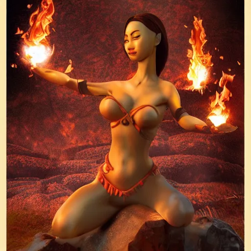 Prompt: Te Fiti a very beautiful female lava and fire goddess character sheet, different poses ,character is in all its glory, character is in her natural relaxed pose,dramatic lighting, rim lights, fire and lava particles and fire air smoke in the air, fancy clouds, highly detailed professional photo, dynamic lights, particles are flying, depth of field, trending on artstation, illustration, hyper realistic, vray caustics, super detailed, colorful accents, cinematic shot her dress is made of lava flowing all around, full dress of lava showcase , cinematic lighting atmospheric realistic octane render highly detailed in he style of craig mullins, full hd render + 3d octane render + unreal engine 5 + Redshift Render + Cinema4D + C4D + Rendered in Houdini + Blender Render + Cycles Render + OptiX-Render + Povray + Vray + CryEngine + LuxCoreRender + MentalRay-Render + Raylectron + Infini-D-Render + Zbrush + DirectX + Terragen + Autodesk 3ds Max + After Effects + 4k UHD + immense detail + interdimensional lightning + studio quality + enhanced quality