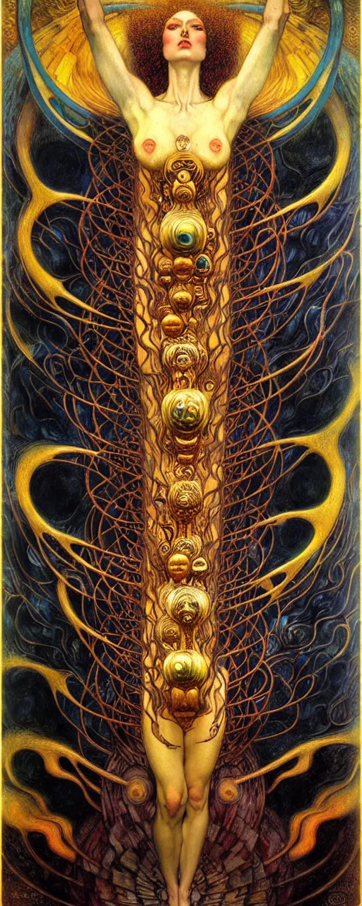 Image similar to Divine Chaos Engine by Karol Bak, Jean Delville, William Blake, Gustav Klimt, and Vincent Van Gogh, symbolist, visionary