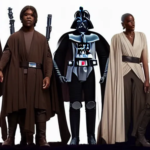 Image similar to star wars but all the cast are black