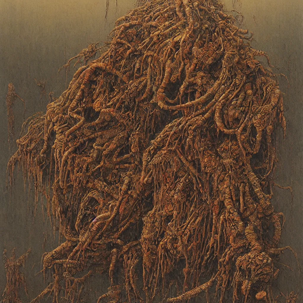 Prompt: gritty, disgusting, vile, wretched, centipede, beksinski