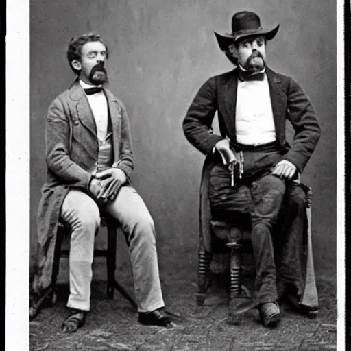 Image similar to photo of rick and morty in 1 8 8 0 s