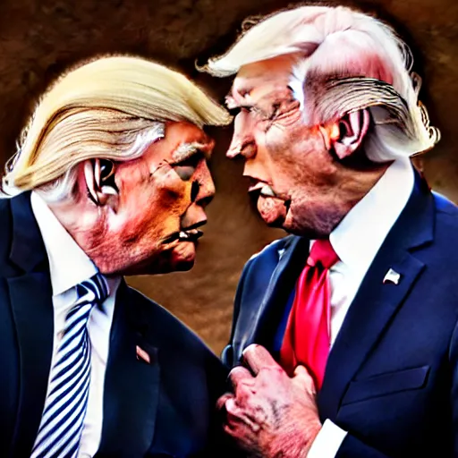 Image similar to Donald Trump kisses Joe Biden, detailed, realistic