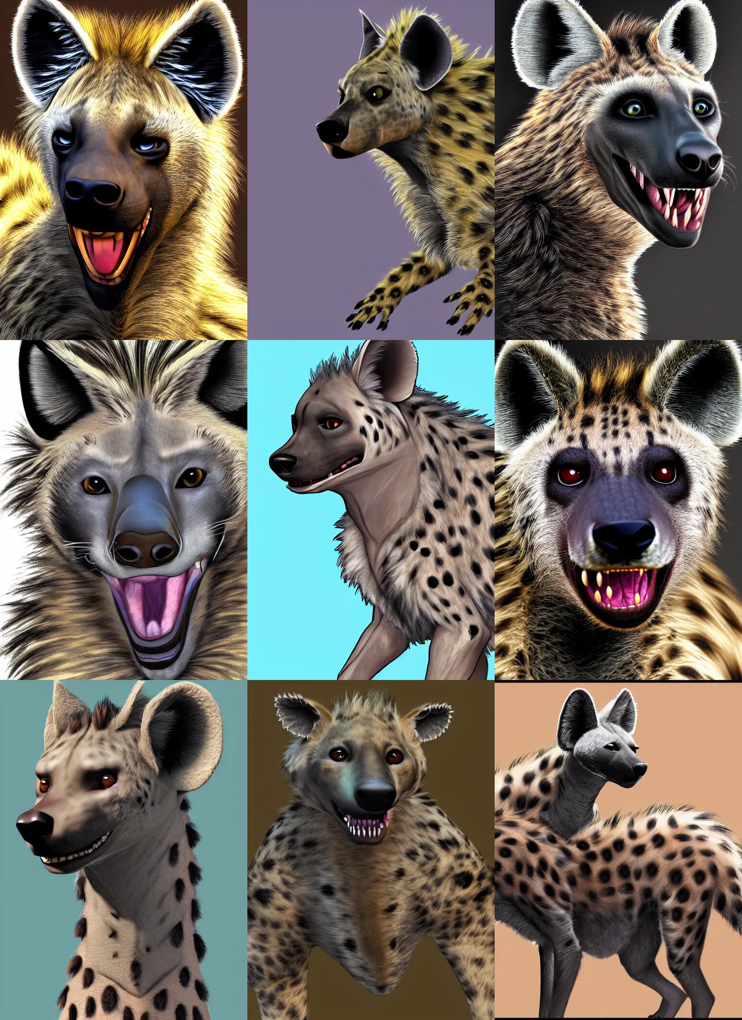 Image similar to a furry hyena fursona, high - resolution, photorealistic, trending on weasyl