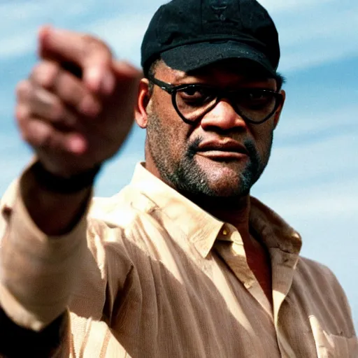 Image similar to laurence fishburne holding an over cooked fish