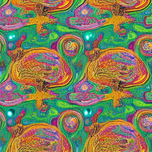 Image similar to psychedelic trippy couch pine forest planets milky way sofa by louis wain