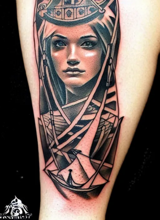 Image similar to traditional sailor tattoo design by greg rutkowski