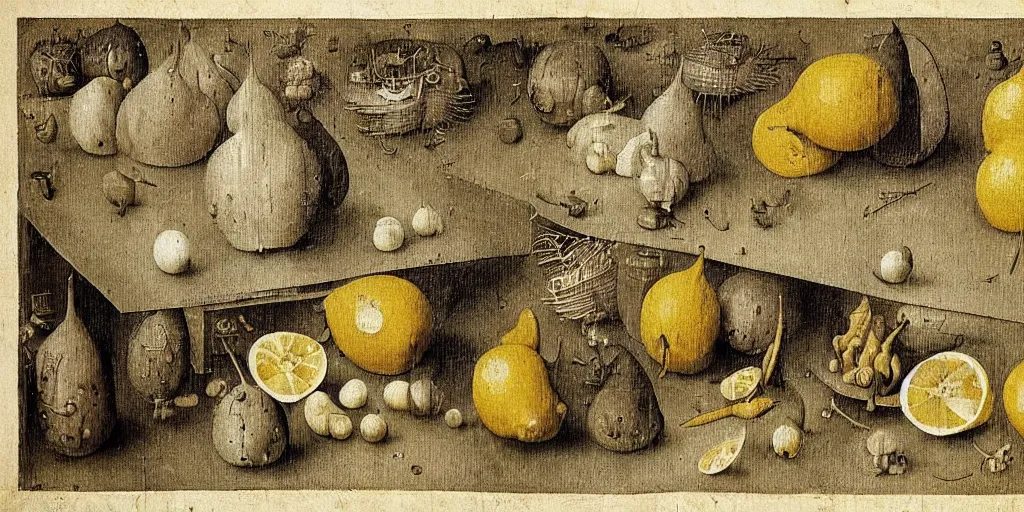 Prompt: “the beginning of lemons by Hieronymous Bosch, highly detailed, trending on artstation,8k”