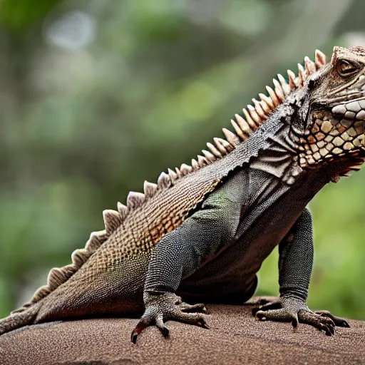 Prompt: a Iguana with the armor of a pangolin, national geographic photograph