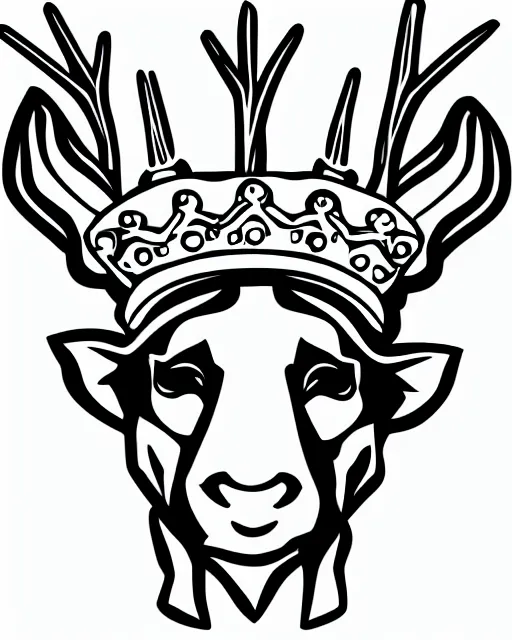 Image similar to 2 d logo, stag wearing a crown, vector line art, polygon