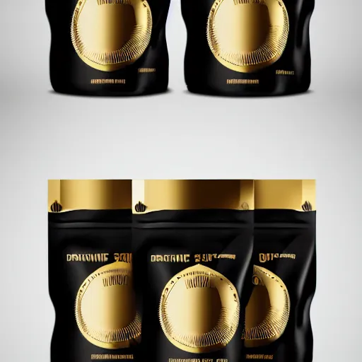 Prompt: premium dark run, packaging design, gold foil, behance, packaging of the world, premium quality