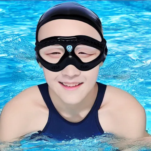 Prompt: Swimming Goggles connected to earplug+Nose Clips+Elastic swimming Caps Swimming Goggles Full Protection Adult Men Women Youth
