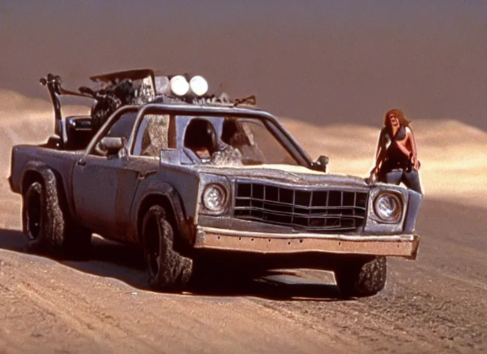 Image similar to El Camino scene from the 1979 science fiction film Muppet Mad Max