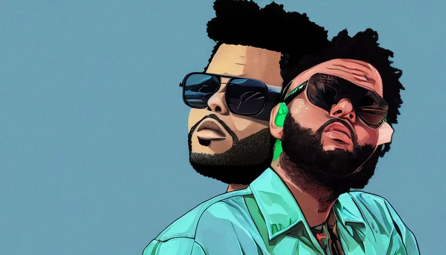 Image similar to the weeknd in the style of gta vice city artwork, digital art