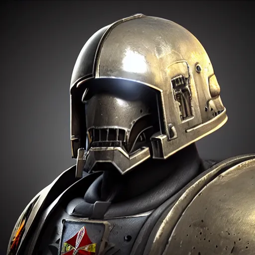 Prompt: grimdark imperial space marine helmet, unreal engine, 8 k, ultra realistic, ultra detail