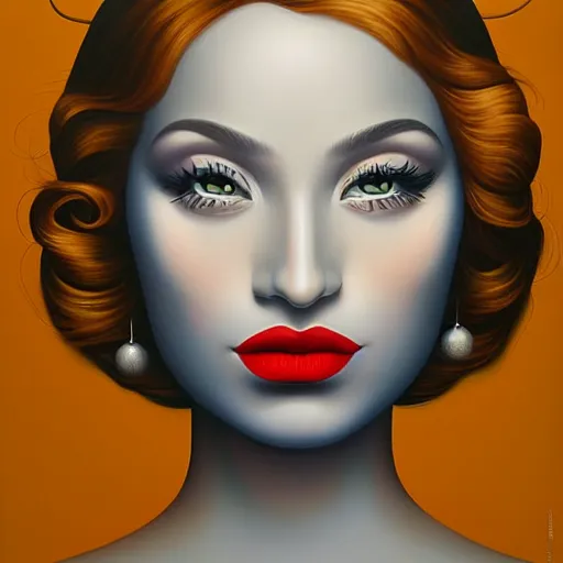 Image similar to a painting of a beautiful woman!, an ultrafine detailed painting by rafal olbinski, behance contest winner, pop surrealism, detailed painting, very detailed, minimalist, airbrush art