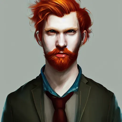 Prompt: a portrait of an unhinged man with ginger hair, by ross tran