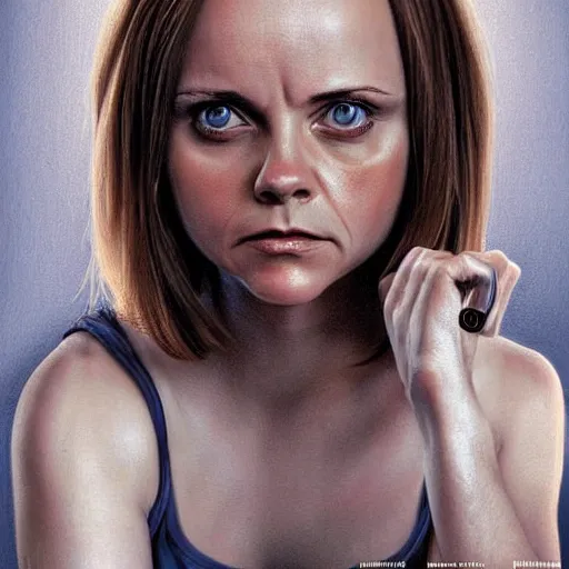 Image similar to fullbody potrait of christina ricci as professional bicyclist, hyper realistic, digital painting. art station. mood lighting, highly detailed, concept art, intricate, sharp focus, by shaun berke - h 1 2 0 0