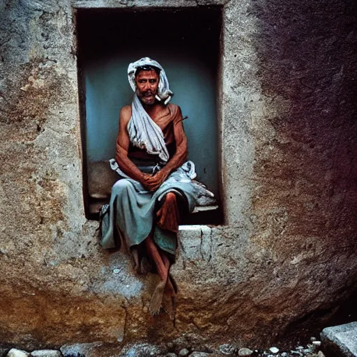 Image similar to a portrait of a character in a scenic environment by Steve McCurry