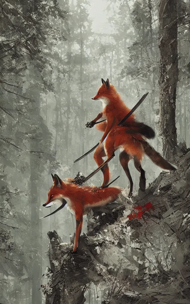 Prompt: very beauty fox samurai with a katana hyper detailed, insane details, intricate, elegant, by ismail inceoglu hans thoma greg rutkowski illustrated, fine details, realistic shaded, 8 k, art. sakura forest on background