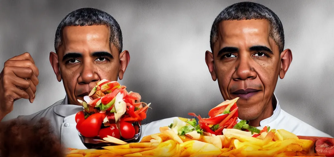 Prompt: portrait of a chef obama, 8k, ultra hd