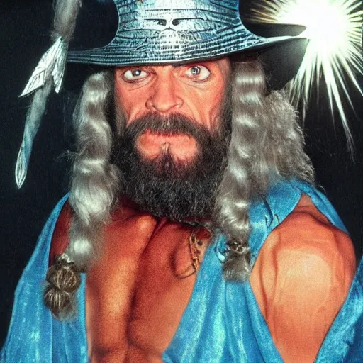 Image similar to macho man randy savage as gandalf from lord of the rings