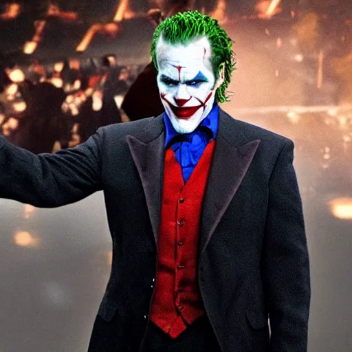 Image similar to matt damon as the joker from batman