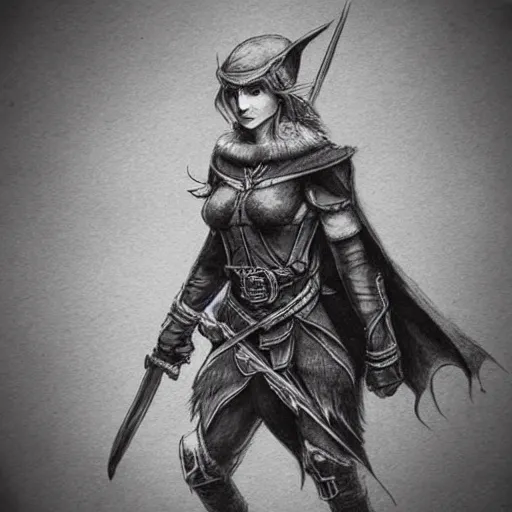 Prompt: elf ranger, character, dungeons and dragons, pencil art, high quality, trending