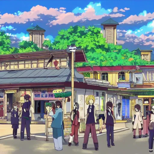 Image similar to small town in anime style