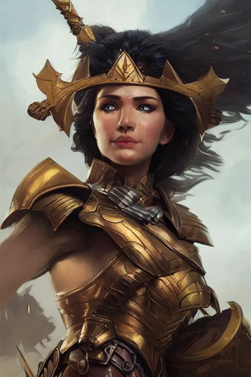 Image similar to amazon valkyrie athena, d & d, fantasy, portrait, highly detailed, headshot, digital painting, trending on artstation, concept art, sharp focus, illustration, art by artgerm and greg rutkowski and magali villeneuve