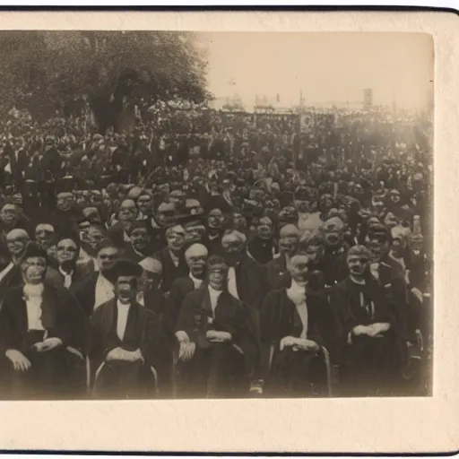 Prompt: cabinet card photo of a mass funeral, spirits